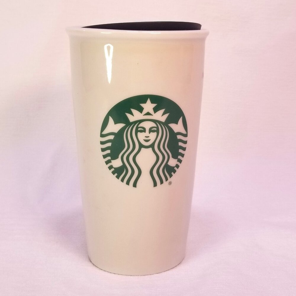 Starbucks 11oz White Ceramic Tumbler Mug Cup Mermaid Logo